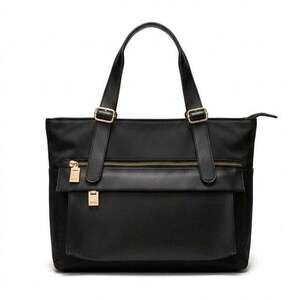 LJS Collection Elegant Shoulder Bag Tote Black Gold Carry On 17x12”